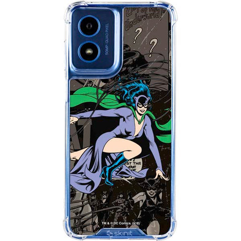 DC Comics Catwoman Vintage Action Pose Pattern Moto G 5G (2024) Clear Case